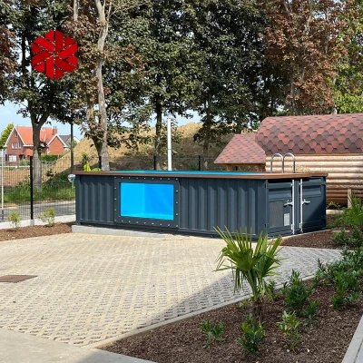 Stor simning containerpool för utomhusbruk